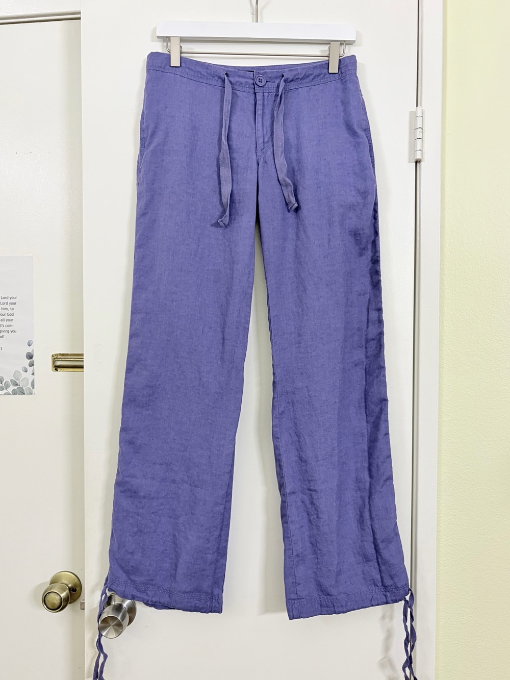 H&M U&Z Linen Pants Size 34 US 2 Purple Low Rise Wide Leg Y2K Boho Coastal